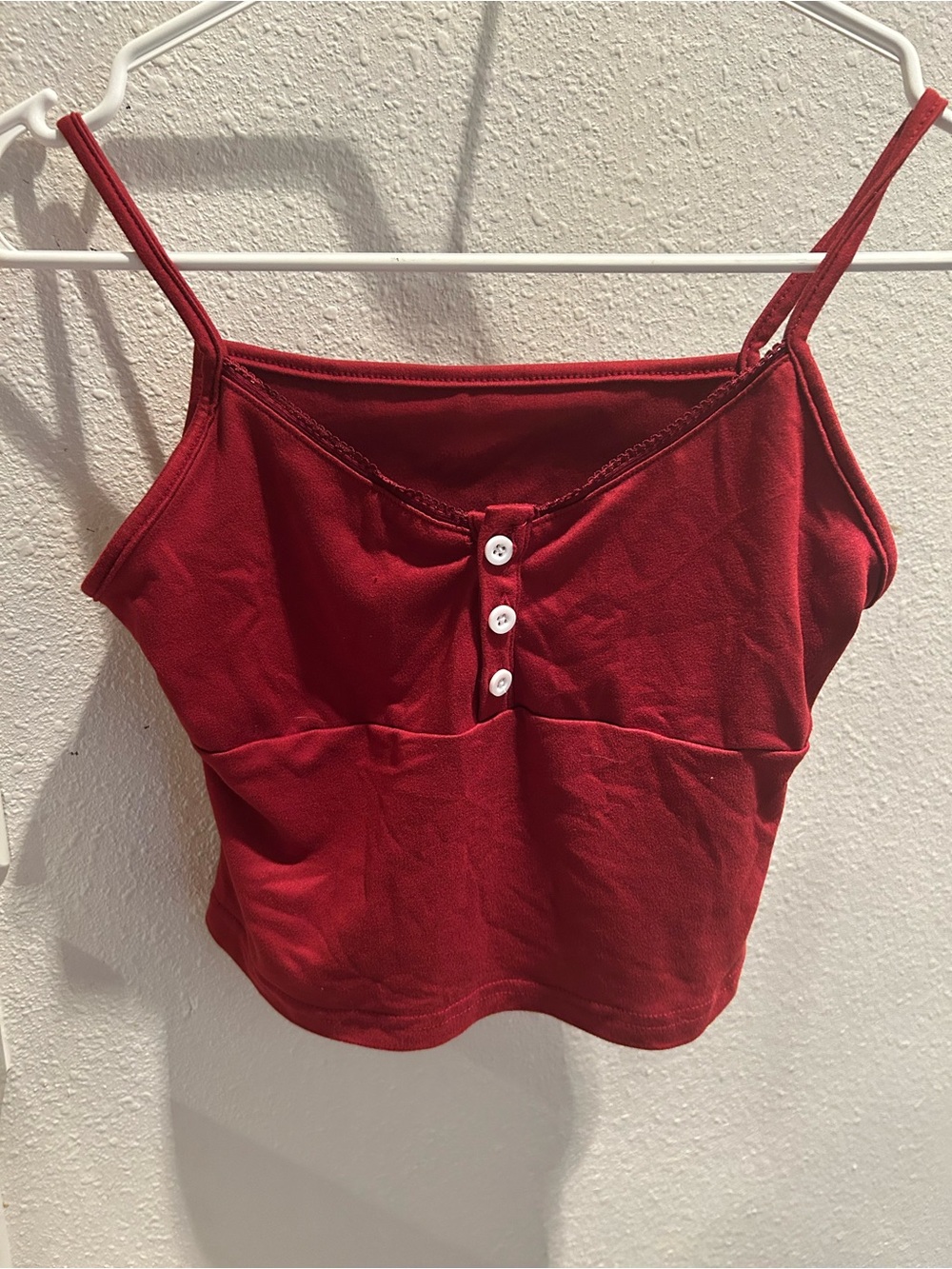 SHEIN Red Spaghetti Strap Button-Front Camisole